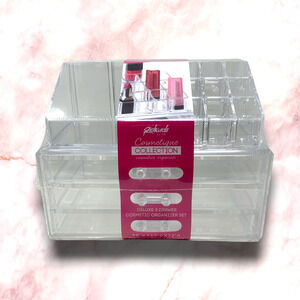 New Cosmetique Collection 3 Piece Deluxe Lucite Cosmetic Organizer Set 3 Drawers